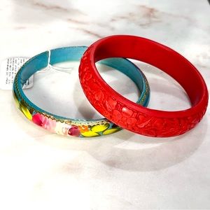 Bangle Bracelets Floral Set of 2